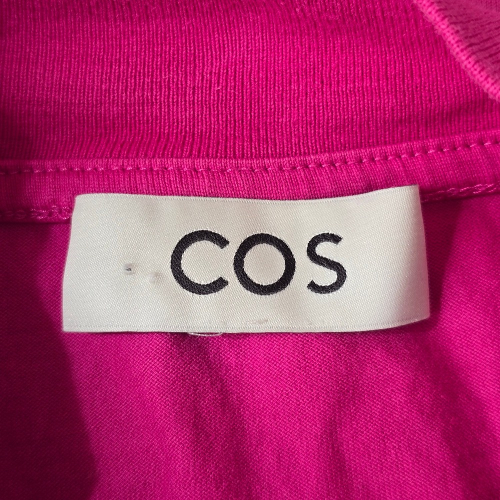 COS Boxy Mock Neck T-Shirt Womens Large Pink Oversized Cotton Minimalist - Picture 7 of 14